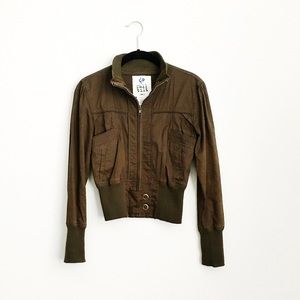 Dark Brown Olive Bomber Jacket